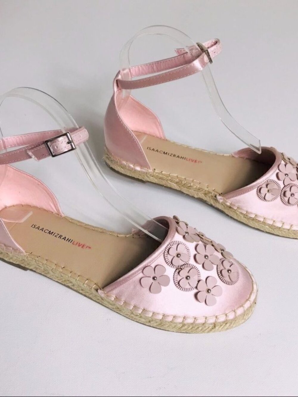 Isaac Mizrahi Floral Applique Satin Espadrilles